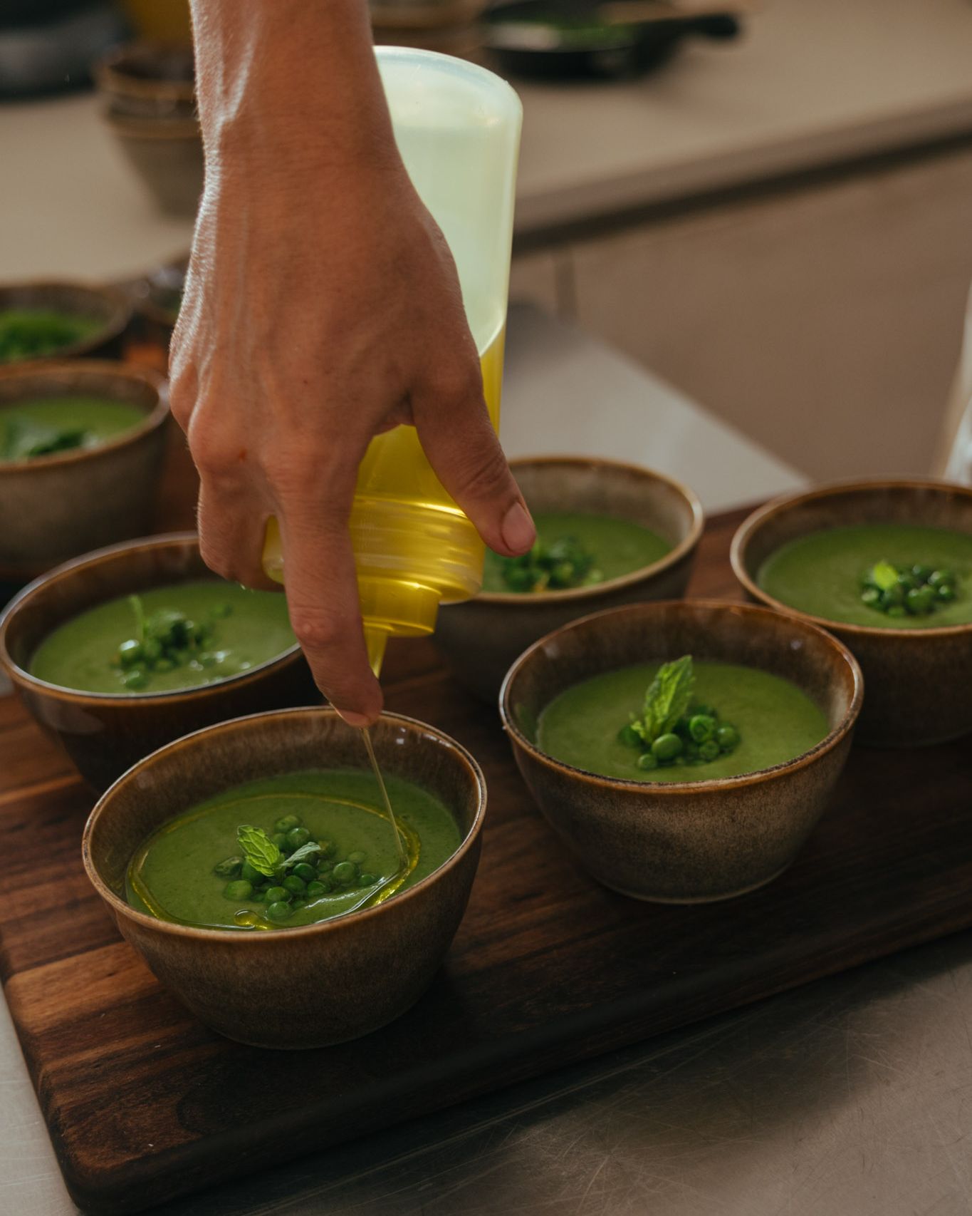 Green pea and mint soup being finished in the Atlas Cove kitchen (photo credits Atlas Cove)
